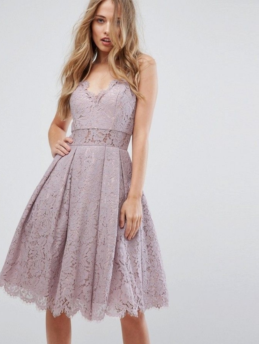 Chi Chi London Lace Midi Grad/Prom Dress in Lilac